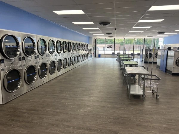 Clean stainless steel dryers and folding tables