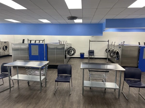 Spacious folding tables and rolling carts