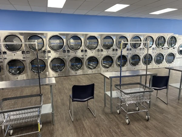 Clean and bright laundromat interior